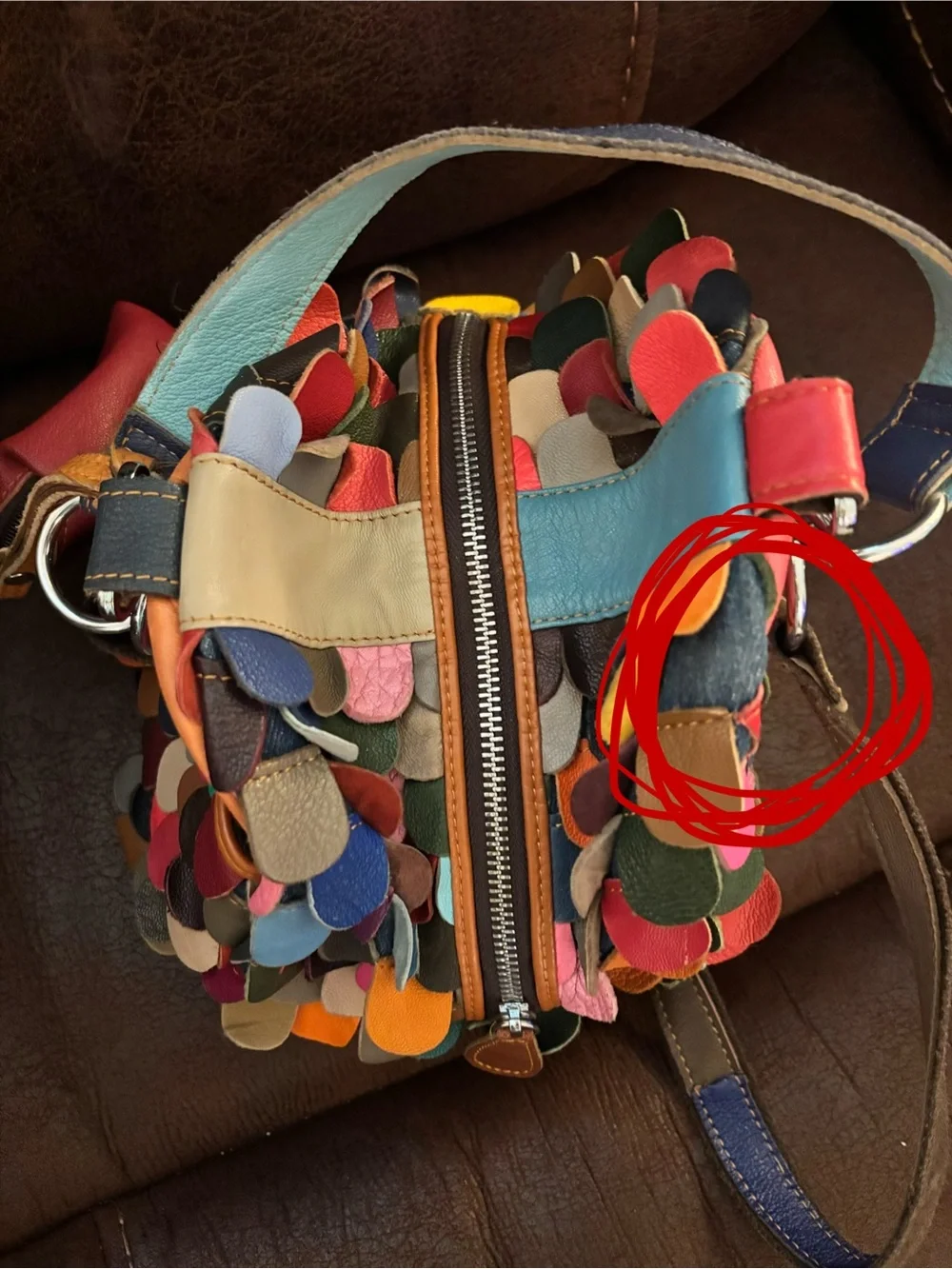 AmeriLeather Feesh Rainbow Leather Mini Shoulder Crossbody Bag